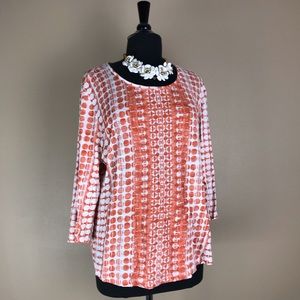 Chico’s Burnt Orange Polka Dot White XL Shirt